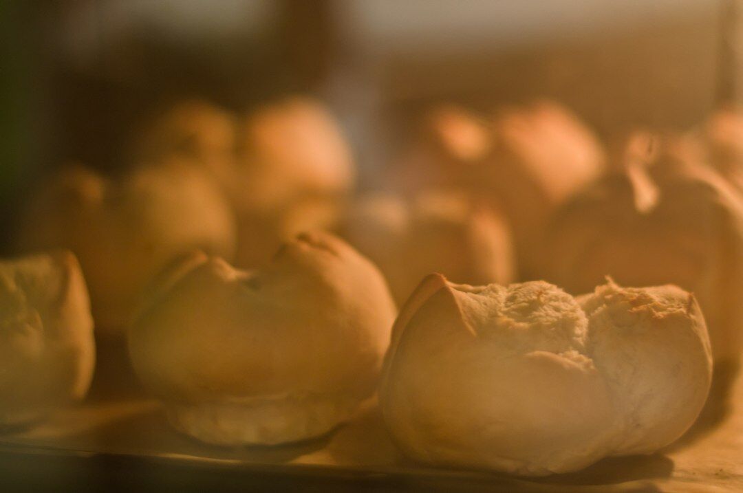 fresh baked bread in oven